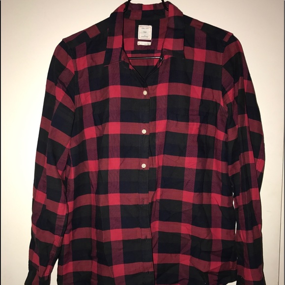 Gap Fitted Boyfriend Plaid Button Up - Picture 1 of 3